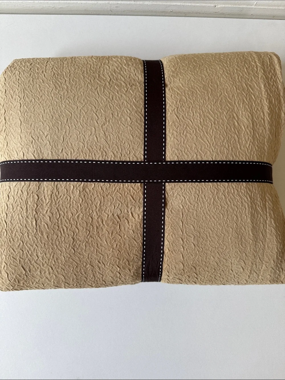 King / Cal King Cream/Tan Soft Embossed Plush Velvety Duvet Cover